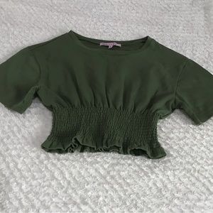 Army green crop top Crave Fame